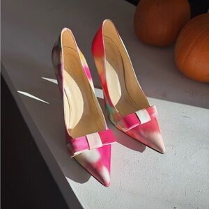 💝Kate spade bow printed floral fabric pumps💝